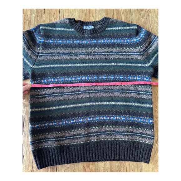 Lands' End Vtg Lambs Wool Green Patterned Sweater Size Medium - Picture 6 of 6